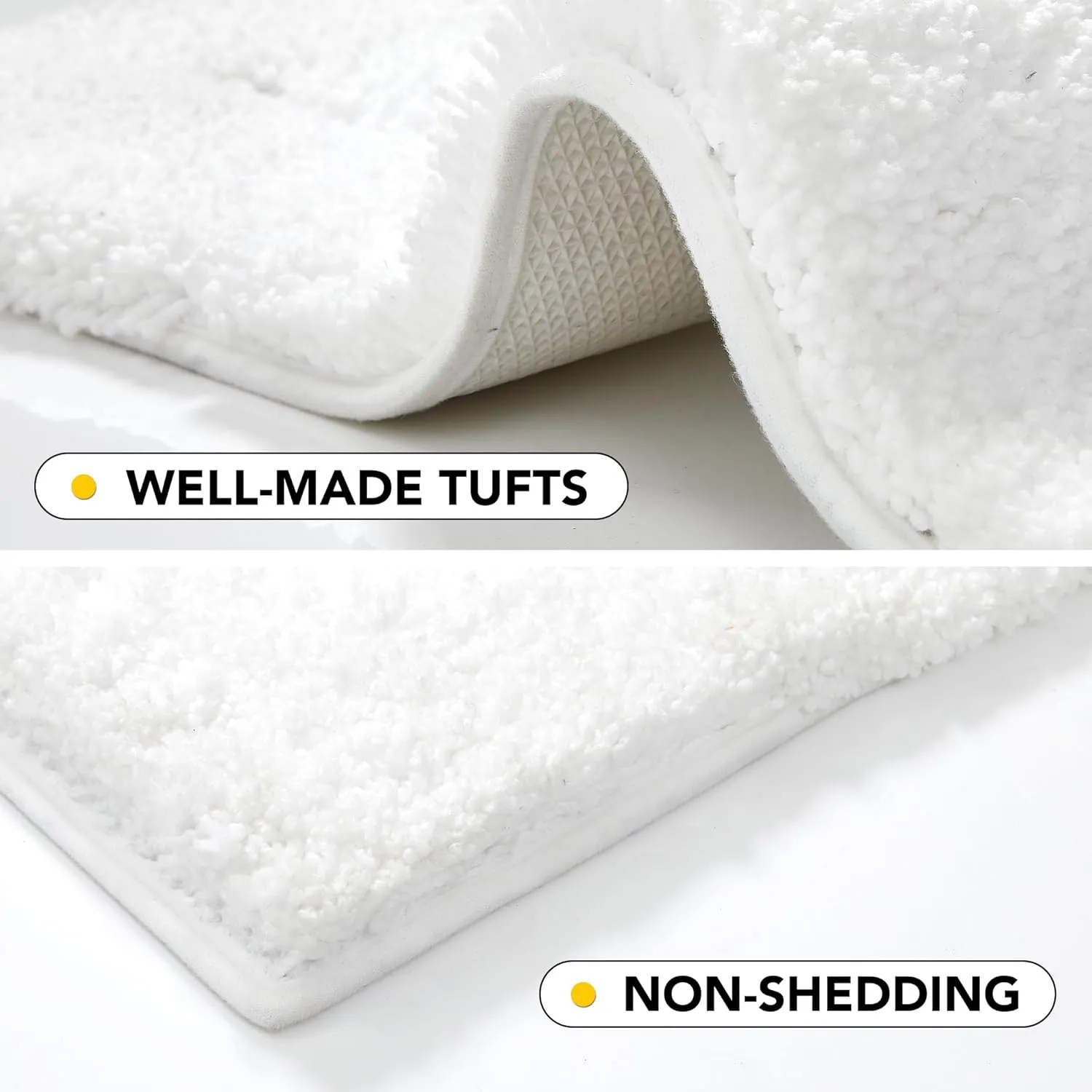 Deconovo Non-Slip Bath Mat - Ultra Soft, Quick Dry, Super Absorbent, Machine Washable, Premium Plush Rug for Bathroom & Shower - 24x17 Inch,Pure White