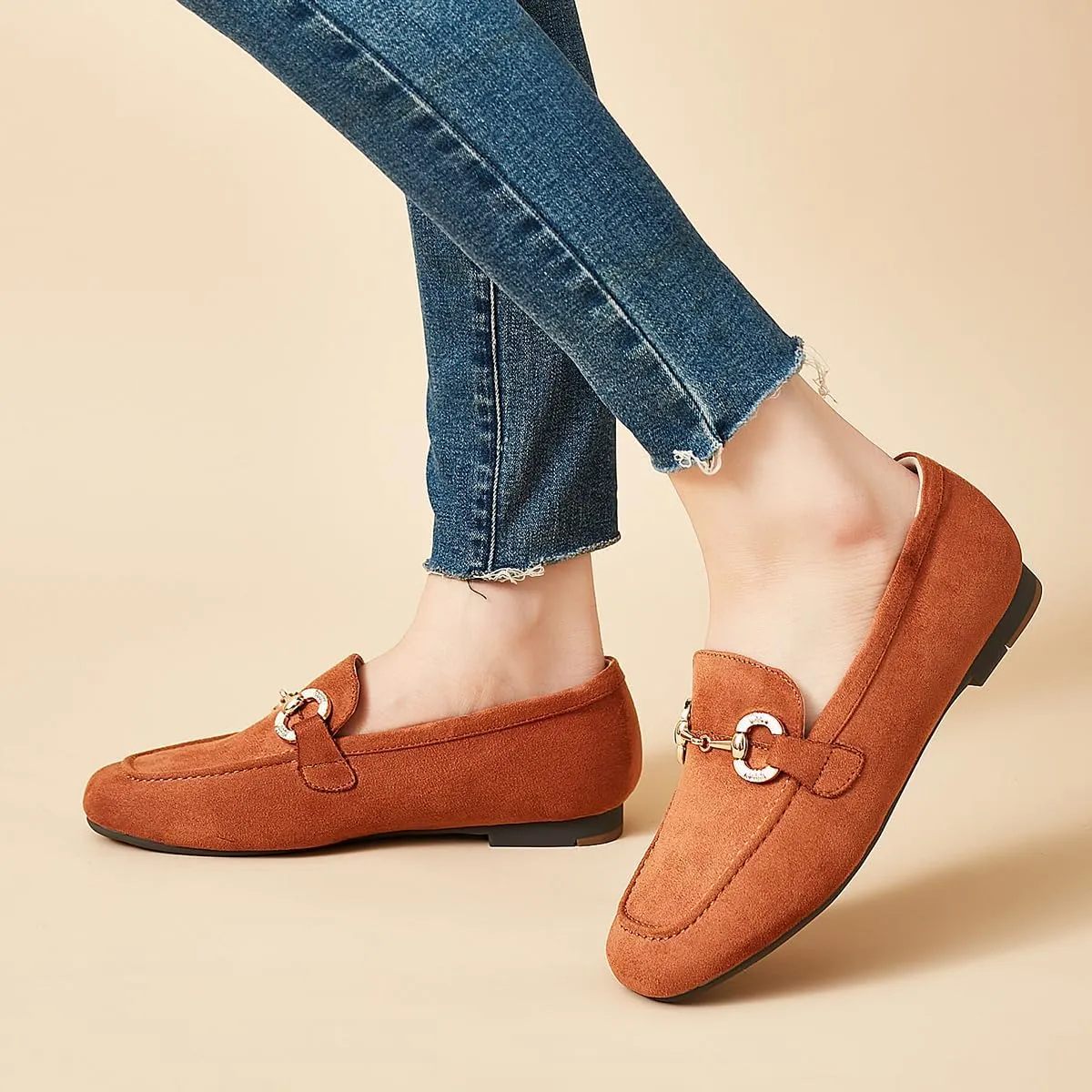 DeYashopin Womens Loafers Shoes Fashion Low Heel Slip on Shoes Comfortable Driving Flats
