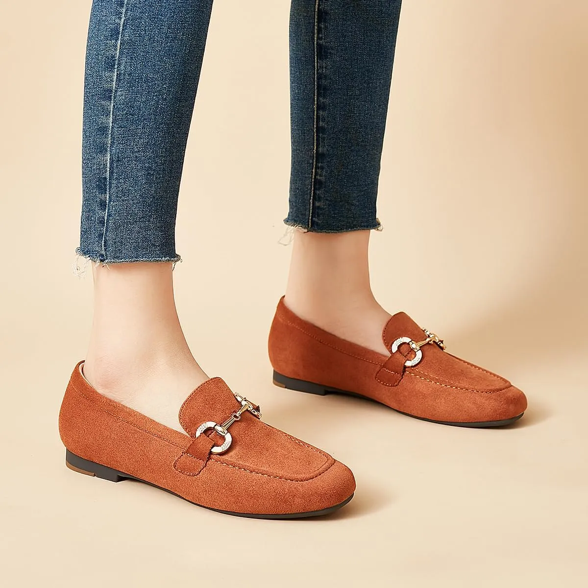 DeYashopin Womens Loafers Shoes Fashion Low Heel Slip on Shoes Comfortable Driving Flats