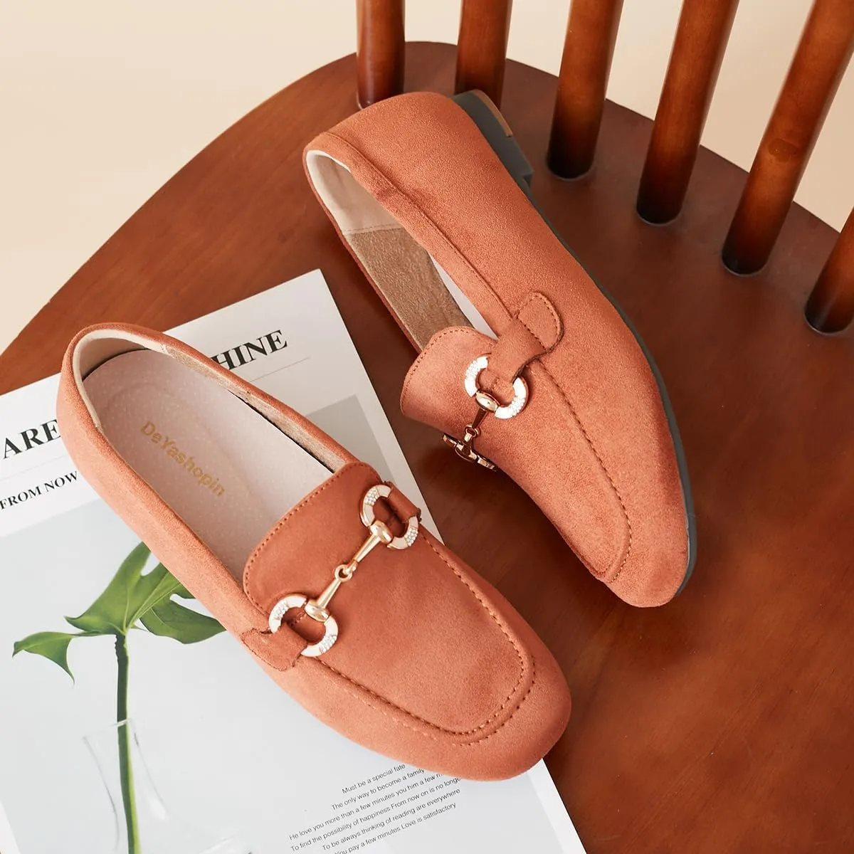 DeYashopin Womens Loafers Shoes Fashion Low Heel Slip on Shoes Comfortable Driving Flats