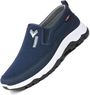 DirraBra Men's Slip-On Mesh Orthopedic Sneakers Walking Shoes,Sports Breathable Loafers Boat Shoes Casual Platform Comfy Non-Slip Hiking Working Shoes