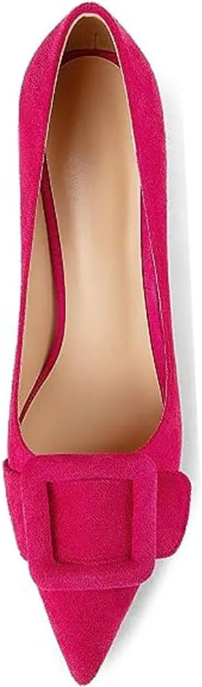 Divanne Pumps Shoes, Women's Stiletto High Heels Buckle Suede Pumps Pointy Toe Slip-On Office Pumps for Party Dress