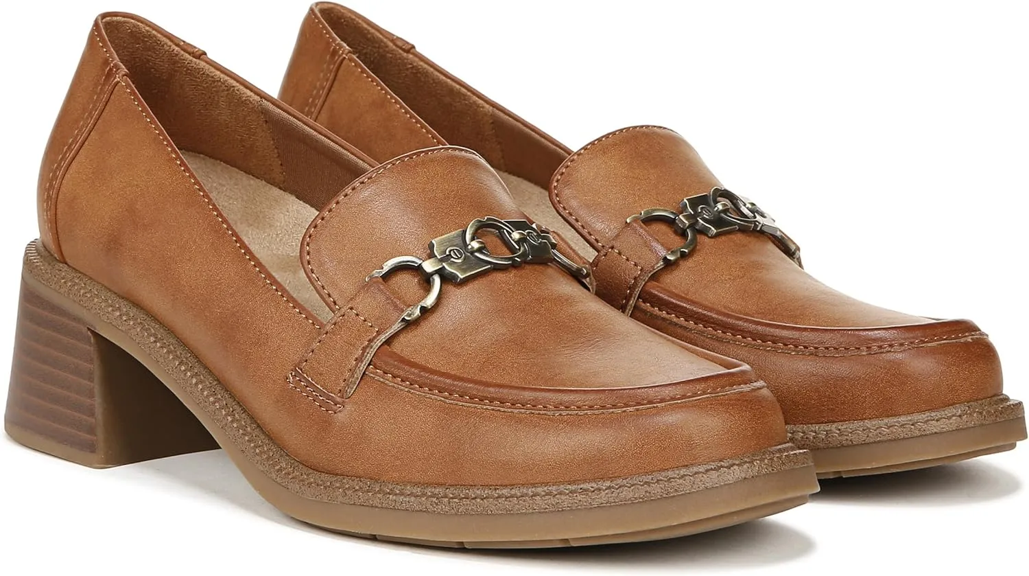Dr. Scholl's Shoes Womens Rate Up Bit Slip On Block Heel Loafer