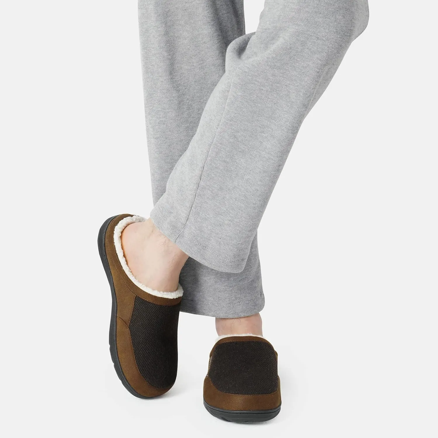 DREAM PAIRS Men's Cozy Memory Foam Slippers with Fuzzy Wool-Like Lining, Slip-on Washable Indoor Outdoor House Shoes