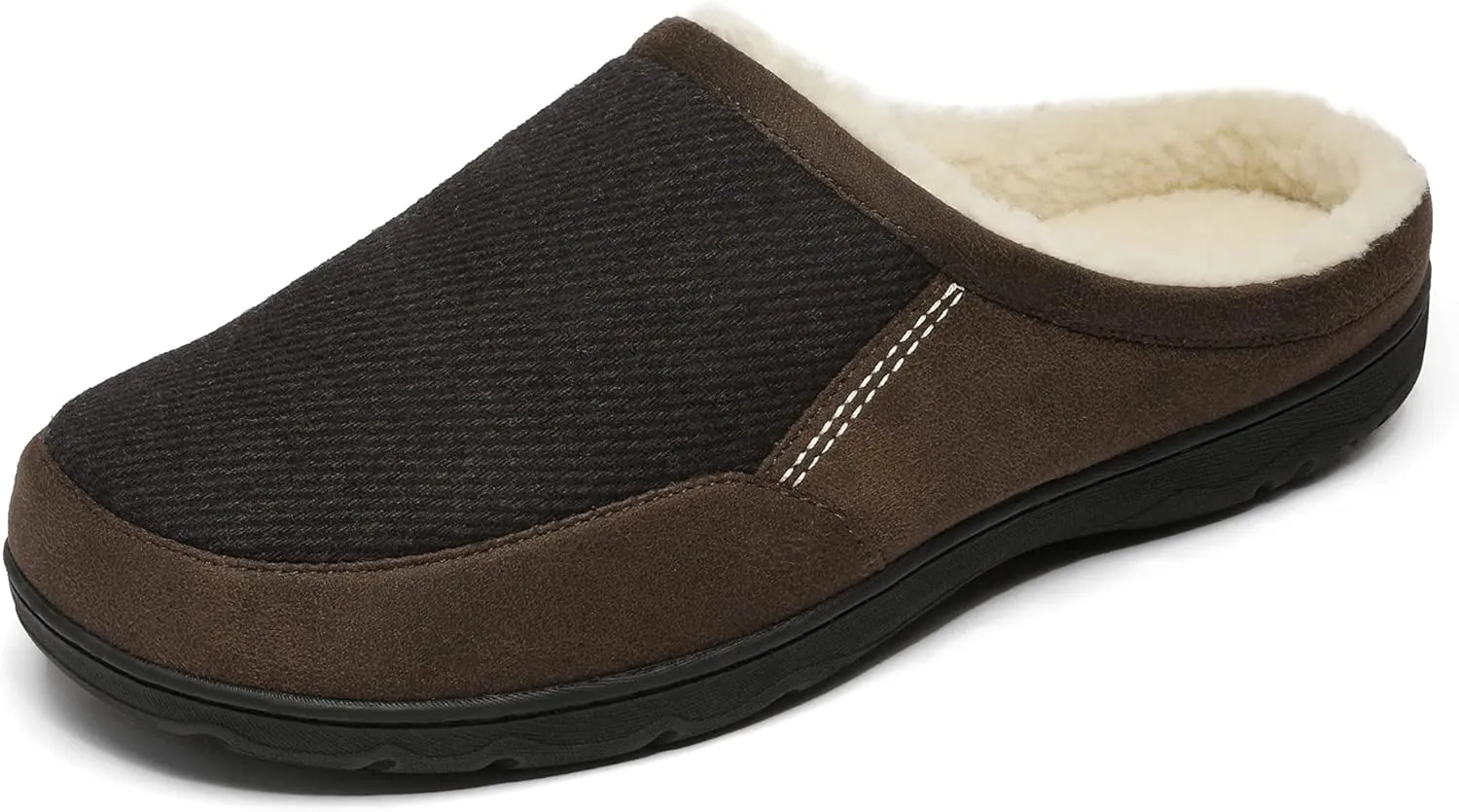 DREAM PAIRS Men's Cozy Memory Foam Slippers with Fuzzy Wool-Like Lining, Slip-on Washable Indoor Outdoor House Shoes
