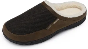 DREAM PAIRS Men's Cozy Memory Foam Slippers with Fuzzy Wool-Like Lining, Slip-on Washable Indoor Outdoor House Shoes