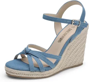 DREAM PAIRS Wedge Sandals for Women Dressy Summer, Platform Espadrille Strappy Casual Braided Heels Comfortable with Open Toe and Ankle Strap