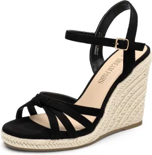 DREAM PAIRS Wedge Sandals for Women Dressy Summer, Platform Espadrille Strappy Casual Braided Heels Comfortable with Open Toe and Ankle Strap