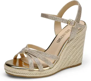 DREAM PAIRS Wedge Sandals for Women Dressy Summer, Platform Espadrille Strappy Casual Braided Heels Comfortable with Open Toe and Ankle Strap