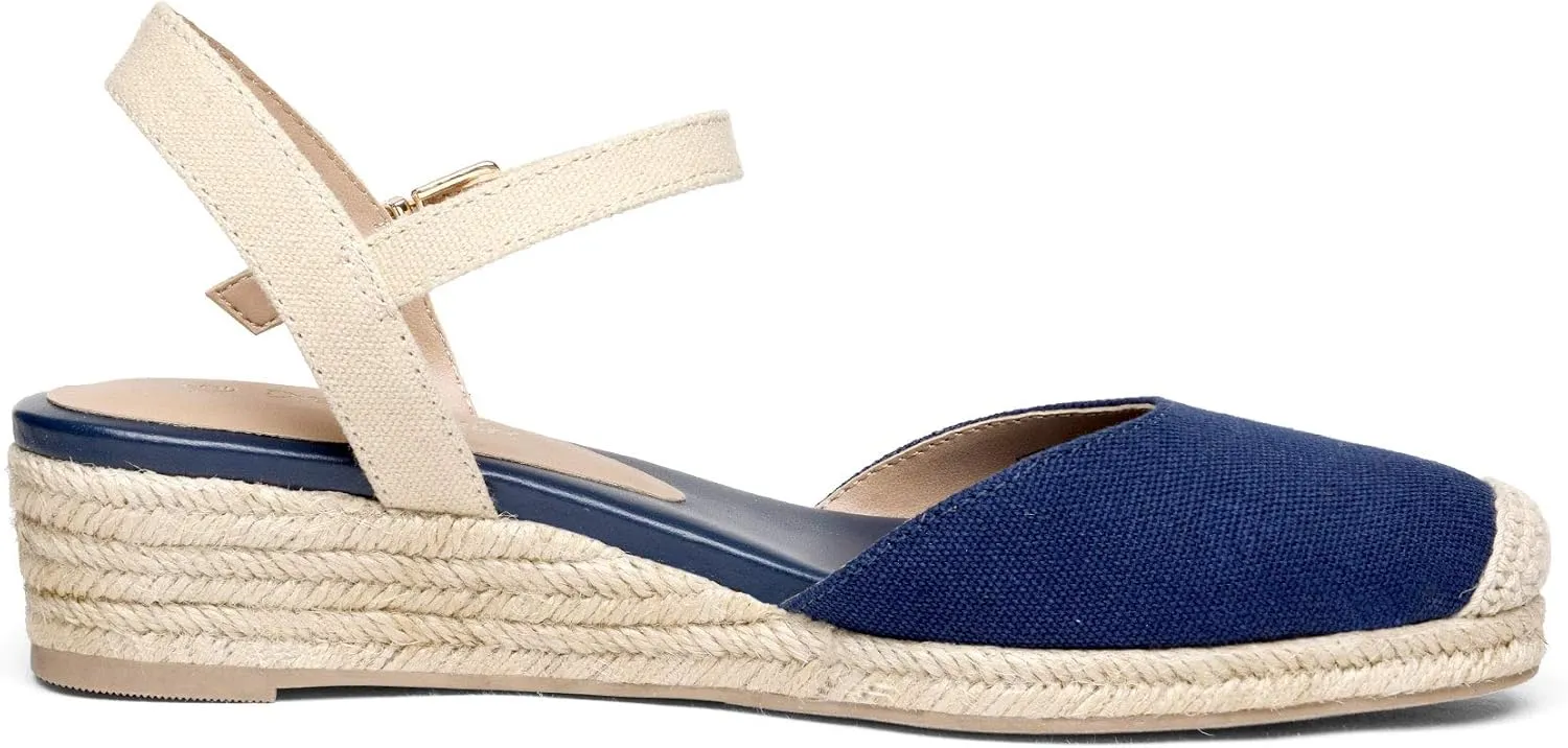 DREAM PAIRS Women's Closed Toe Elastic Ankle Strap Espadrilles Wedge Sandals
