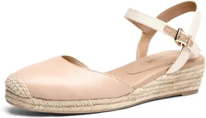 DREAM PAIRS Women's Closed Toe Elastic Ankle Strap Espadrilles Wedge Sandals