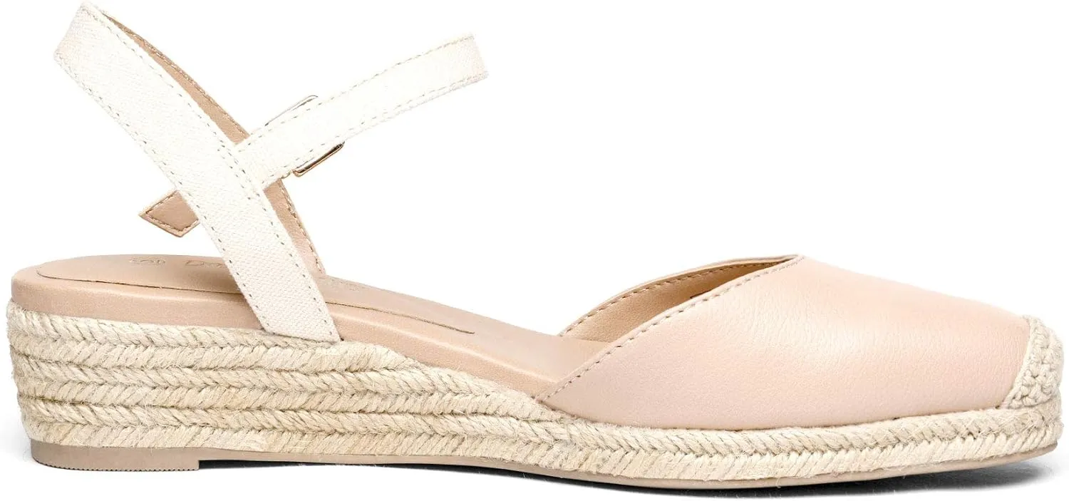 DREAM PAIRS Women's Closed Toe Elastic Ankle Strap Espadrilles Wedge Sandals