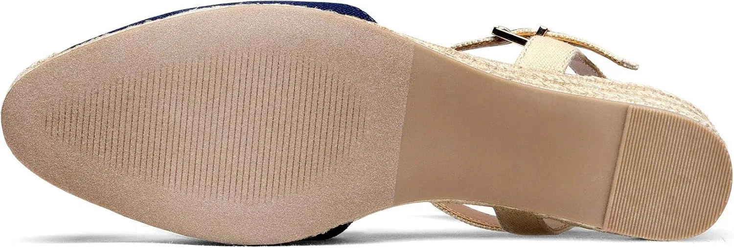 DREAM PAIRS Women's Closed Toe Elastic Ankle Strap Espadrilles Wedge Sandals