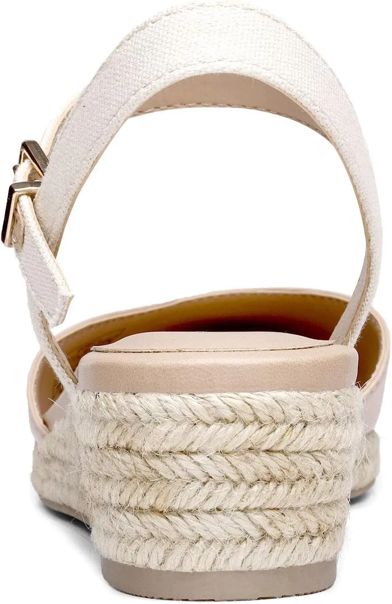 DREAM PAIRS Women's Closed Toe Elastic Ankle Strap Espadrilles Wedge Sandals