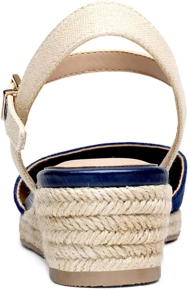 DREAM PAIRS Women's Closed Toe Elastic Ankle Strap Espadrilles Wedge Sandals