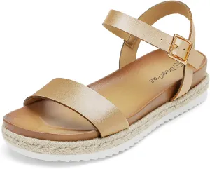 DREAM PAIRS Women’s Open Toe Ankle Strap Espadrille Casual Flatform Platform Wedge Sandals
