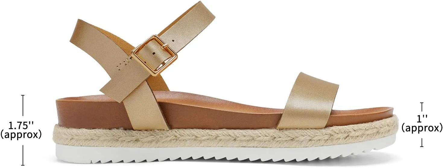 DREAM PAIRS Women’s Open Toe Ankle Strap Espadrille Casual Flatform Platform Wedge Sandals