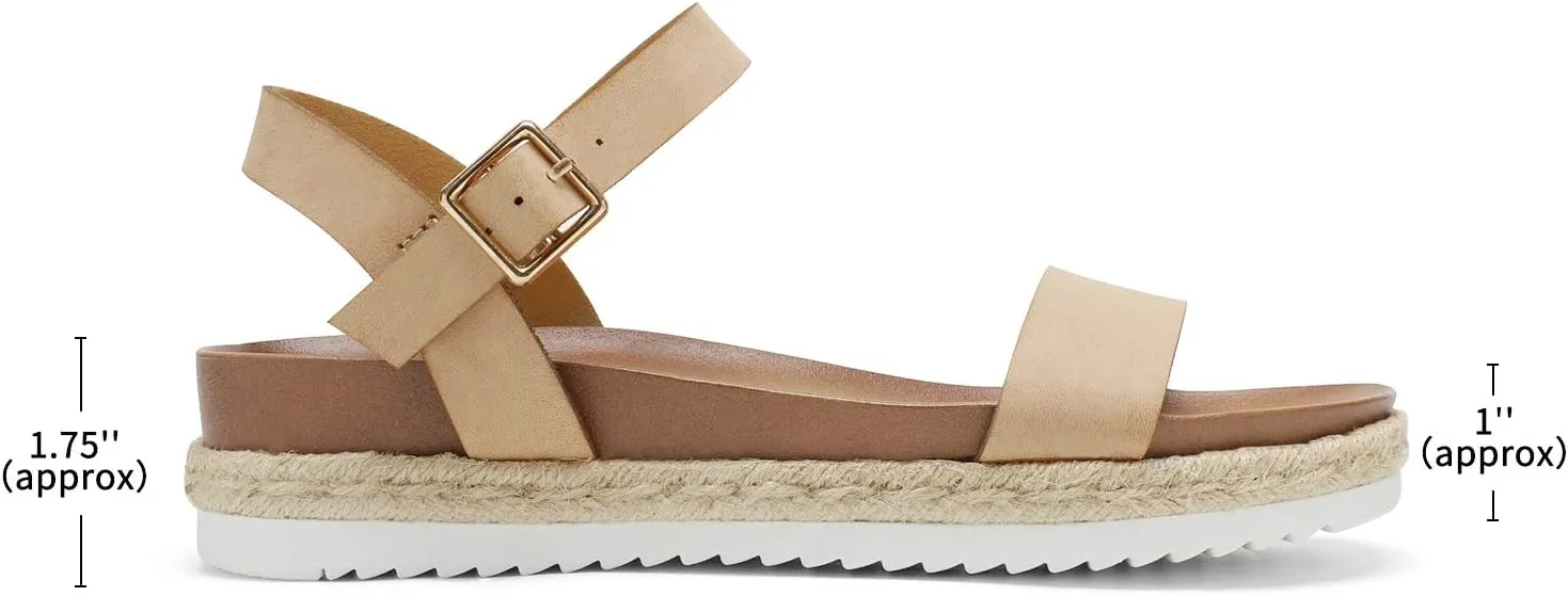 DREAM PAIRS Women’s Open Toe Ankle Strap Espadrille Casual Flatform Platform Wedge Sandals