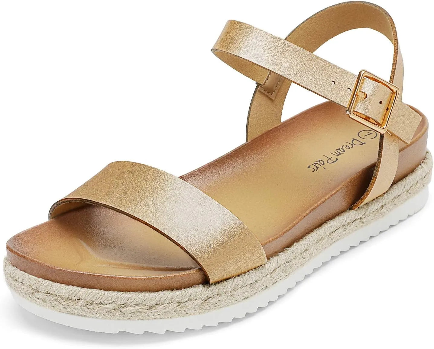 DREAM PAIRS Women’s Open Toe Ankle Strap Espadrille Casual Flatform Platform Wedge Sandals
