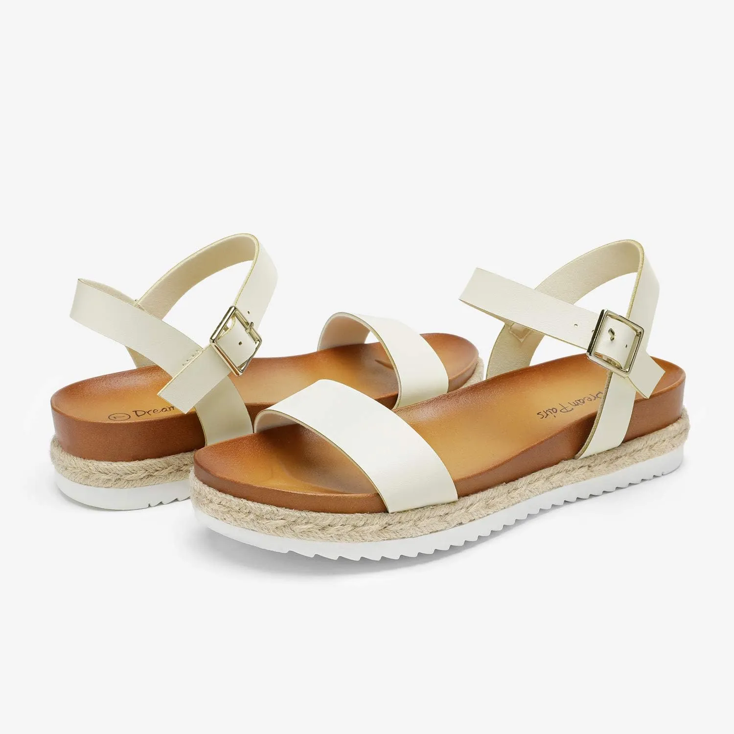 DREAM PAIRS Women’s Open Toe Ankle Strap Espadrille Casual Flatform Platform Wedge Sandals