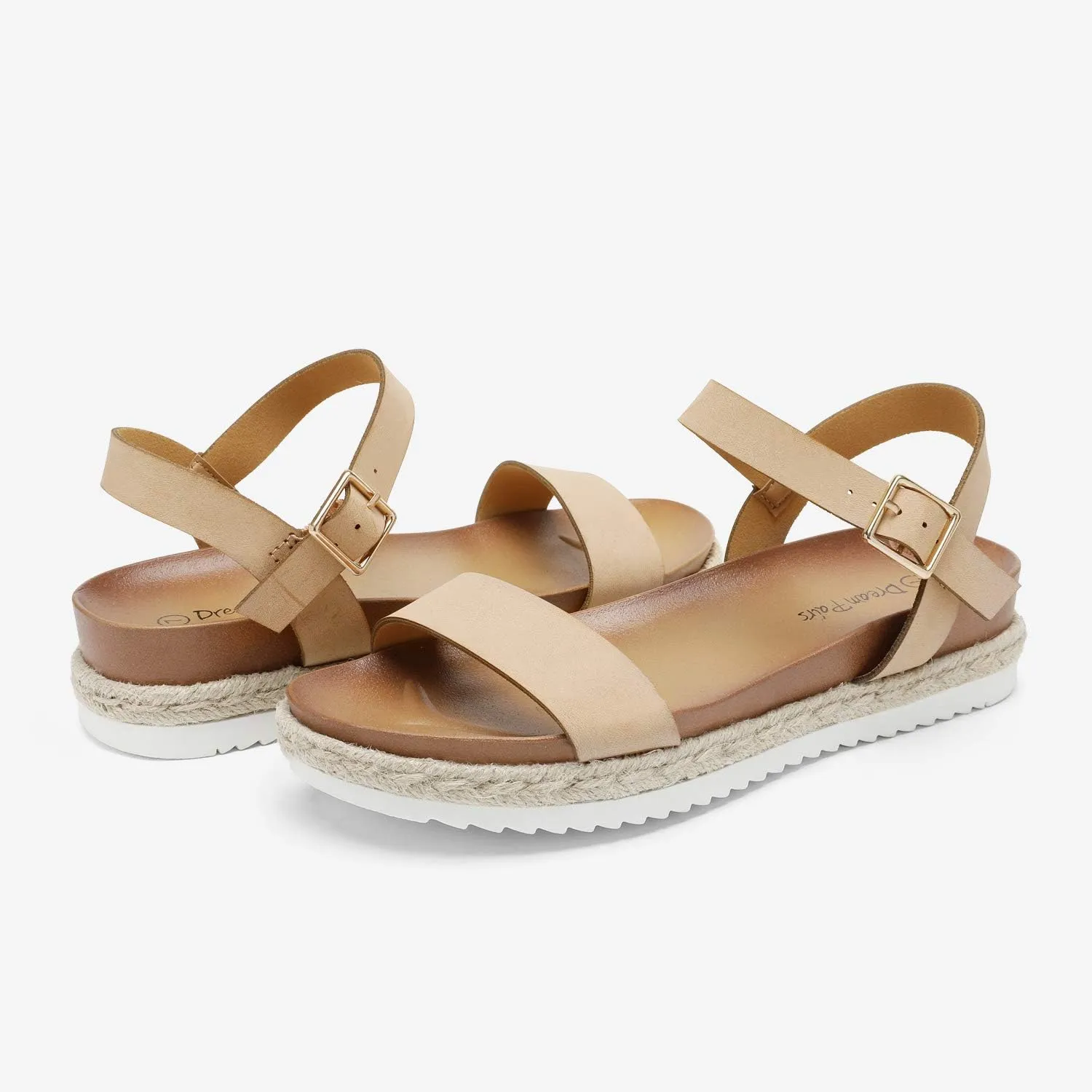 DREAM PAIRS Women’s Open Toe Ankle Strap Espadrille Casual Flatform Platform Wedge Sandals