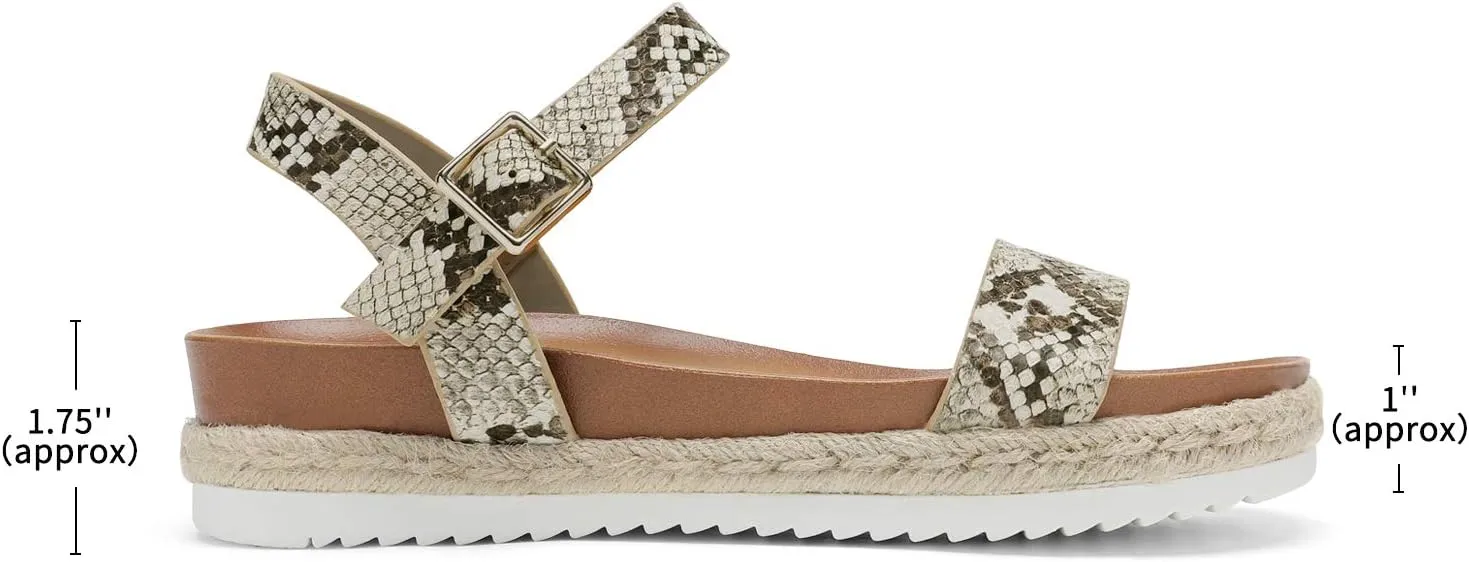 DREAM PAIRS Women’s Open Toe Ankle Strap Espadrille Casual Flatform Platform Wedge Sandals