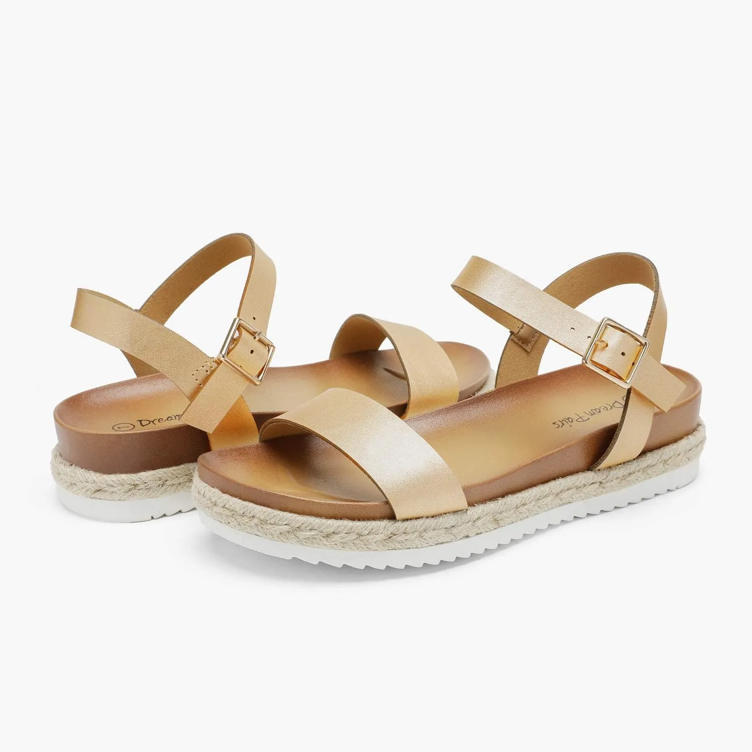 DREAM PAIRS Women’s Open Toe Ankle Strap Espadrille Casual Flatform Platform Wedge Sandals