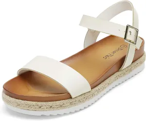 DREAM PAIRS Women’s Open Toe Ankle Strap Espadrille Casual Flatform Platform Wedge Sandals