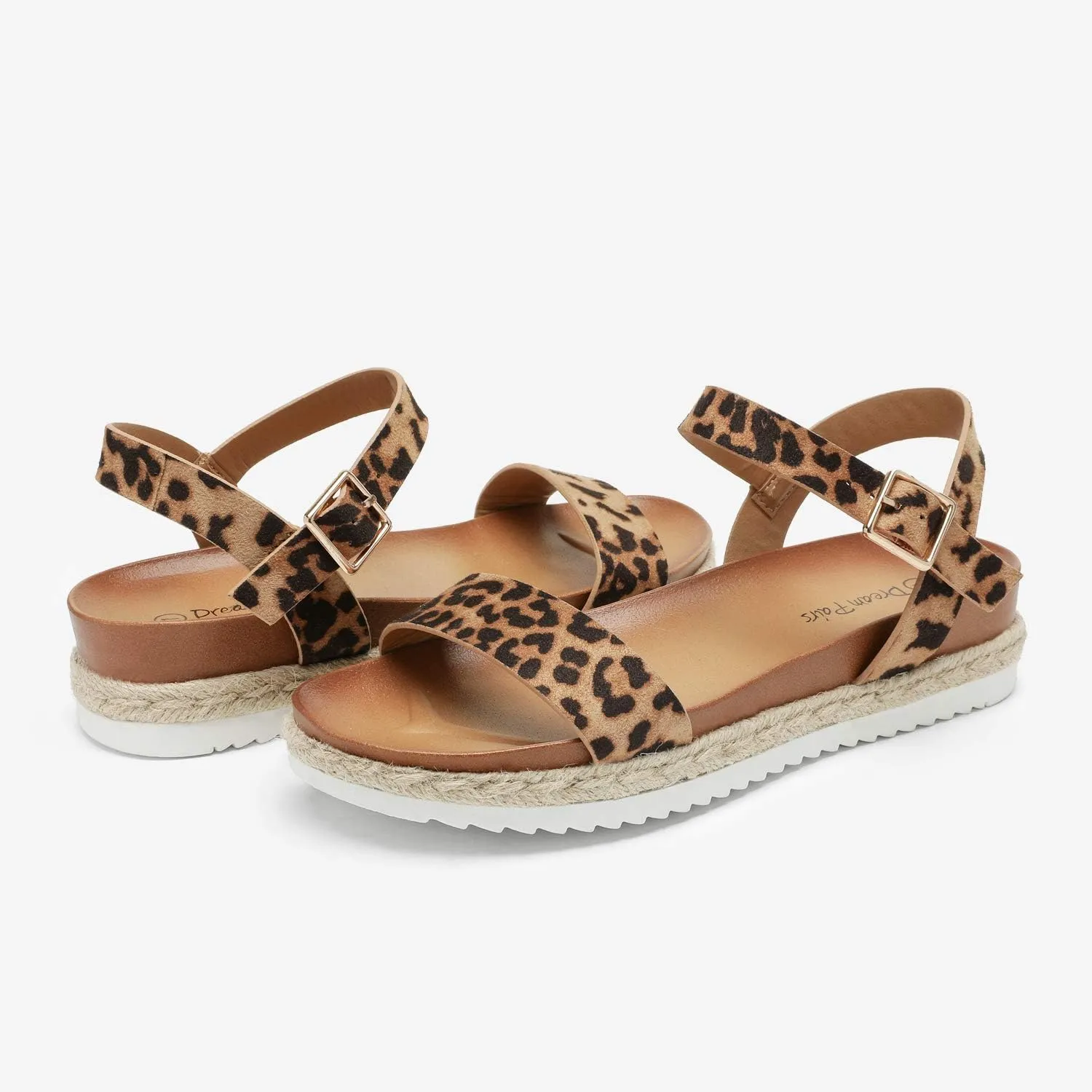 DREAM PAIRS Women’s Open Toe Ankle Strap Espadrille Casual Flatform Platform Wedge Sandals