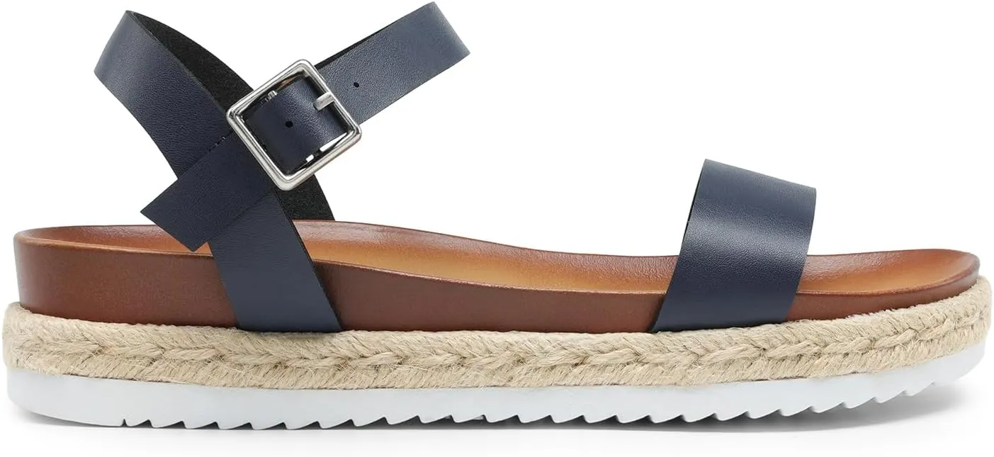 DREAM PAIRS Women’s Open Toe Ankle Strap Espadrille Casual Flatform Platform Wedge Sandals