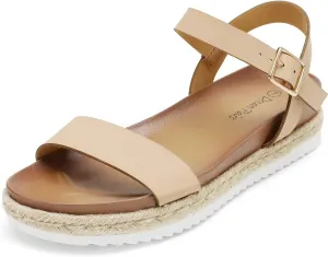 DREAM PAIRS Women’s Open Toe Ankle Strap Espadrille Casual Flatform Platform Wedge Sandals