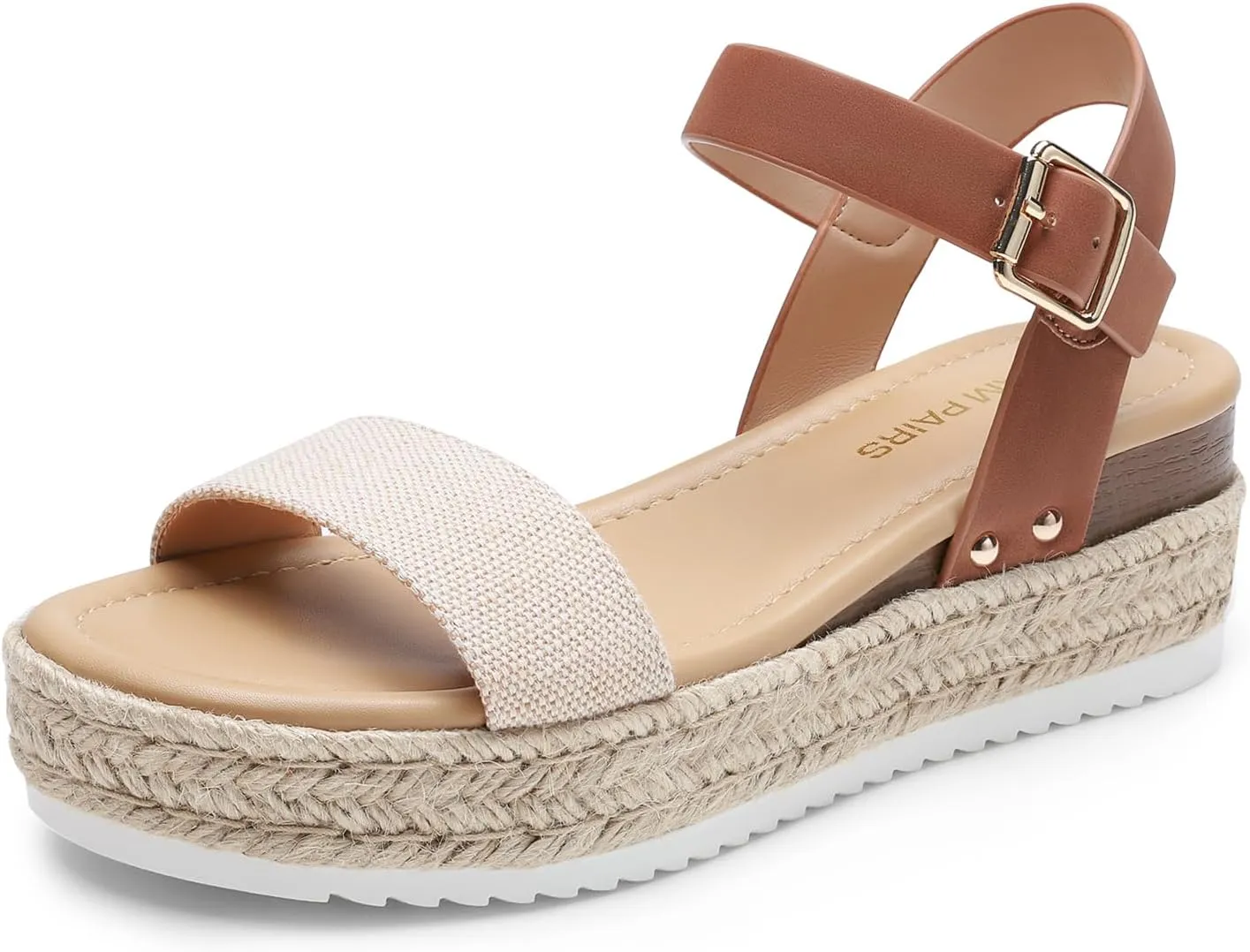 DREAM PAIRS Women's Platform Espadrilles Wedge Sandals, Comfortable Open Toe One Band Sandals for Women Dressy Casual Summer