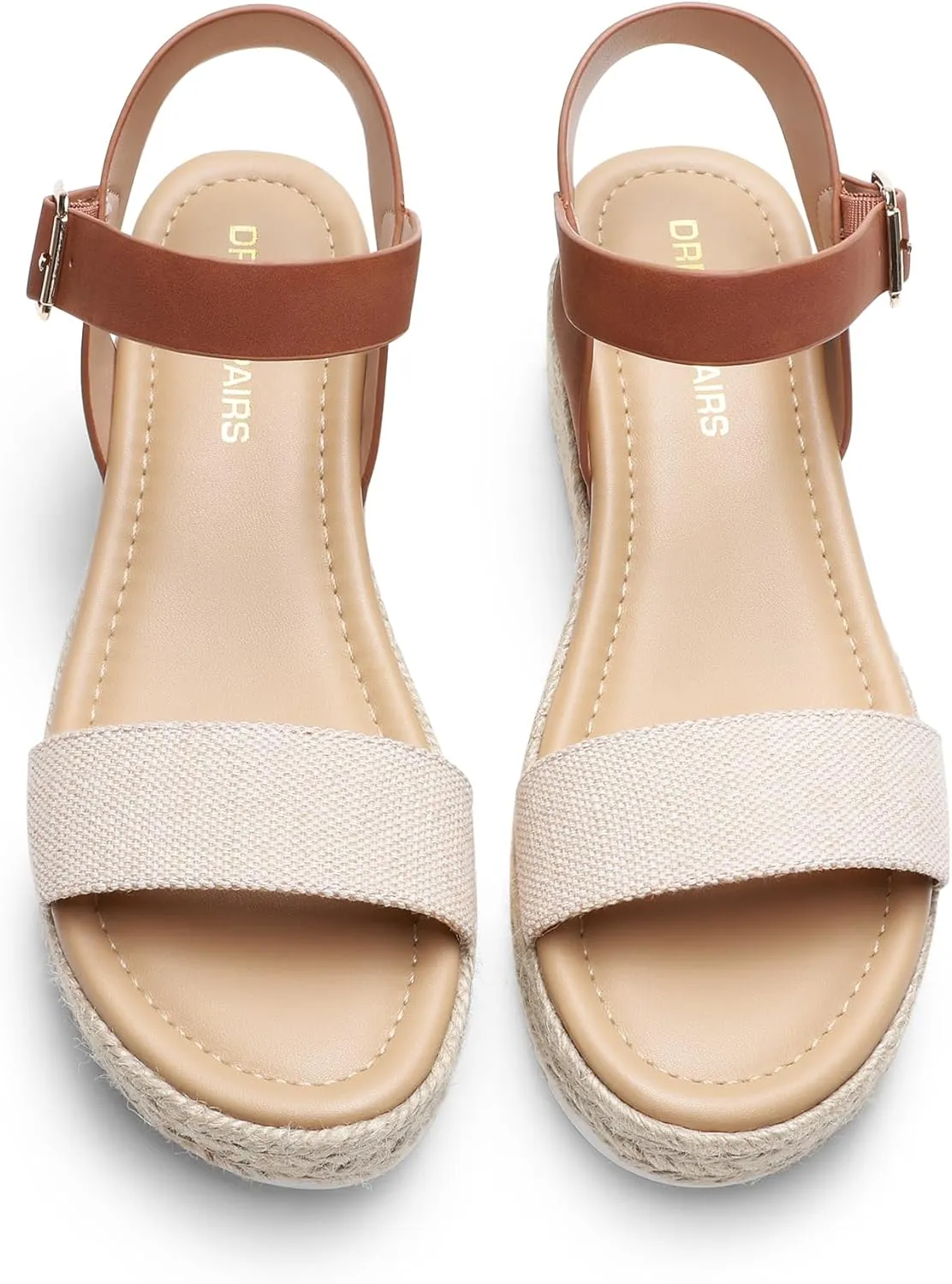 DREAM PAIRS Women's Platform Espadrilles Wedge Sandals, Comfortable Open Toe One Band Sandals for Women Dressy Casual Summer