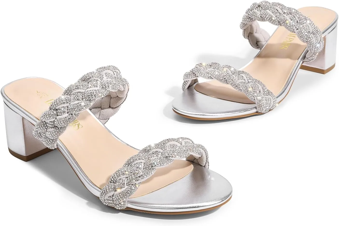 DREAM PAIRS Women's Two Braided Strap Low Heels for Women Open Toe Block Chunky Heels Sandals Holiday Party Wedding Dress Pumps Shoes