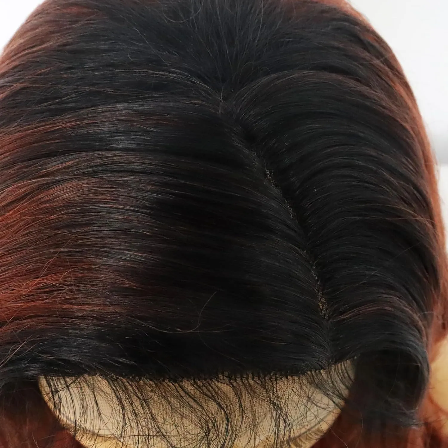 Ebingoo  Wig Cap 26 Inch Omber Copper Red Lace Front Wig with Dark Roots Long Copper Red Wigs with Baby Hair Synthetic Hair for Women Girls Daily Wear