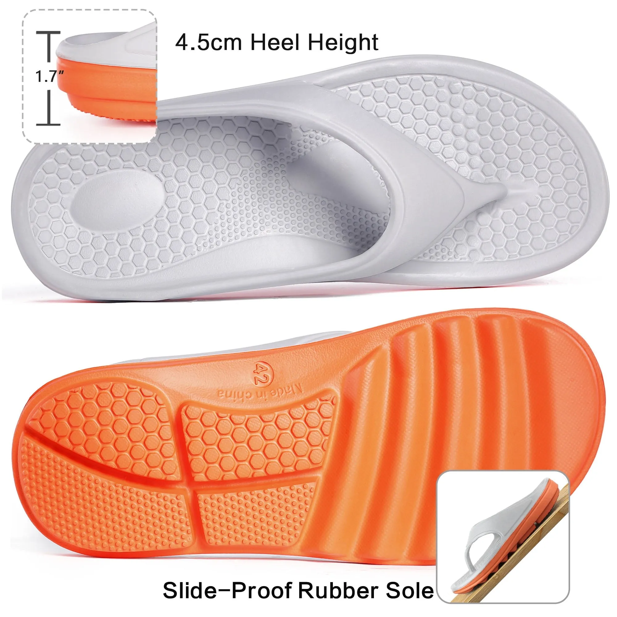 Ecetana Flip Flops for Men Thong Sandals Thick Cushion Non Slip Pool Shower Sandals