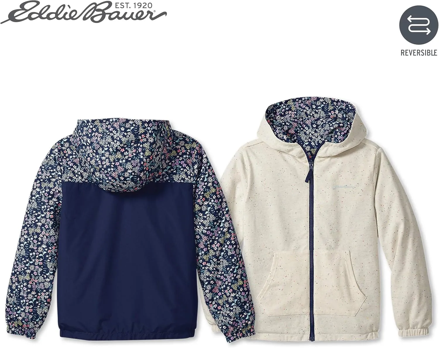 Eddie Bauer Kids Rain Jacket - 2 Pack Reversible Girls and Boys Windbreaker Jacket with Hood - Waterproof Raincoat for Kids