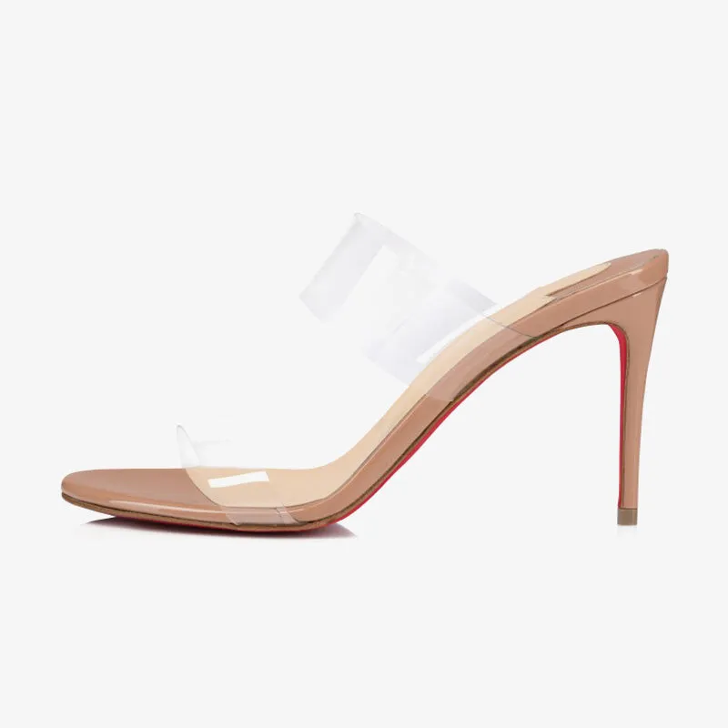 Elegant Blush PVC Mule Heels