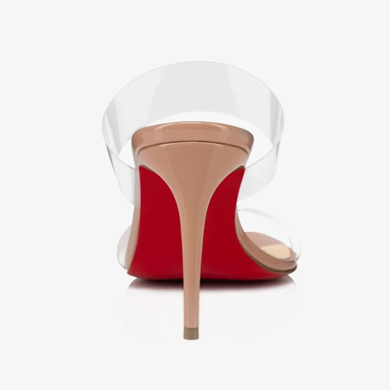 Elegant Blush PVC Mule Heels