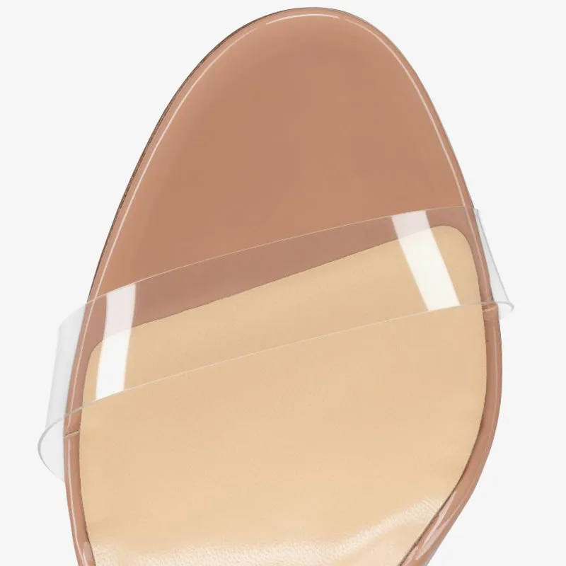 Elegant Blush PVC Mule Heels