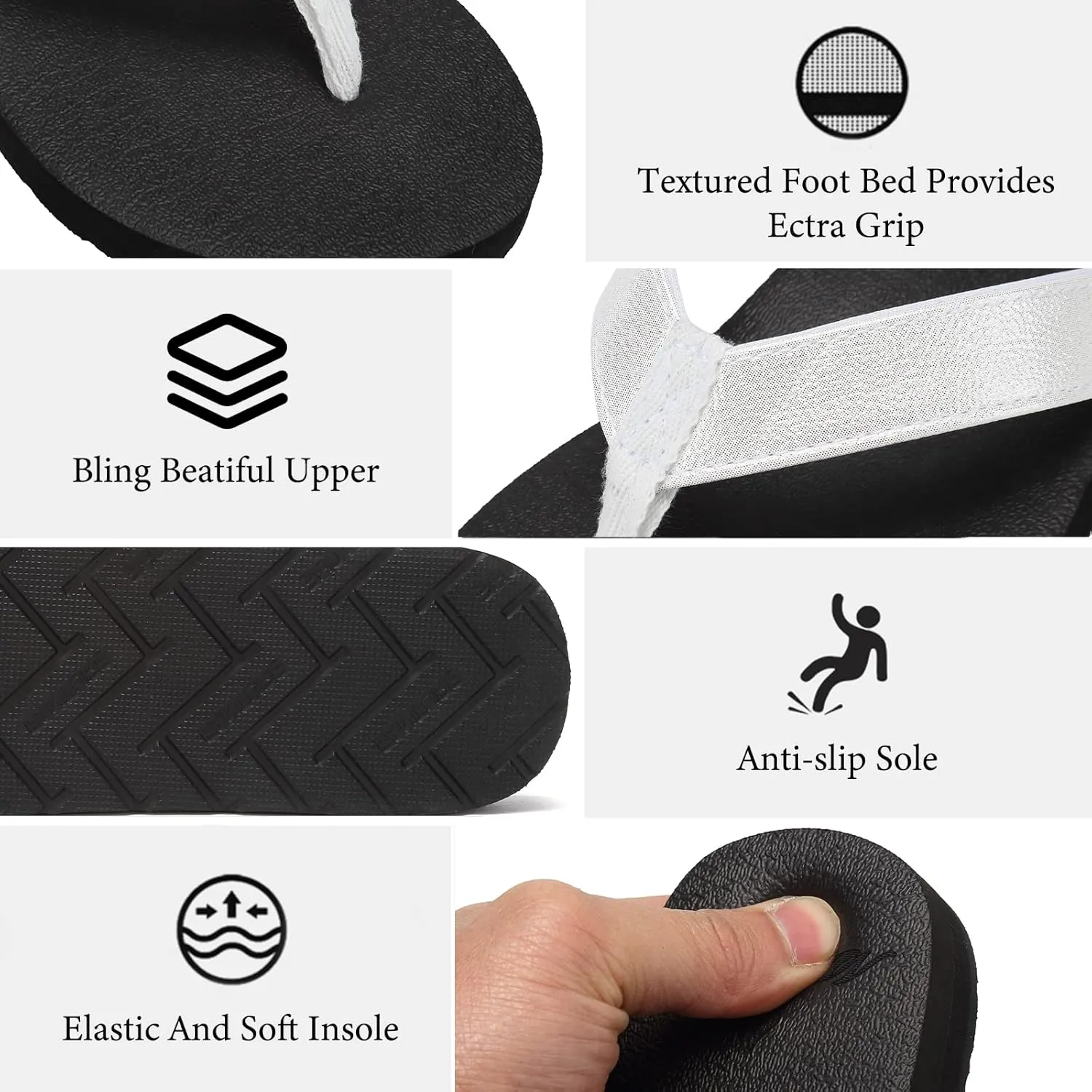 EQUICK Women's Flip Flops Arch Support Yago Mat Insole Sandal Casual Slipper Outdoor and Indoor-U219SLT003-N