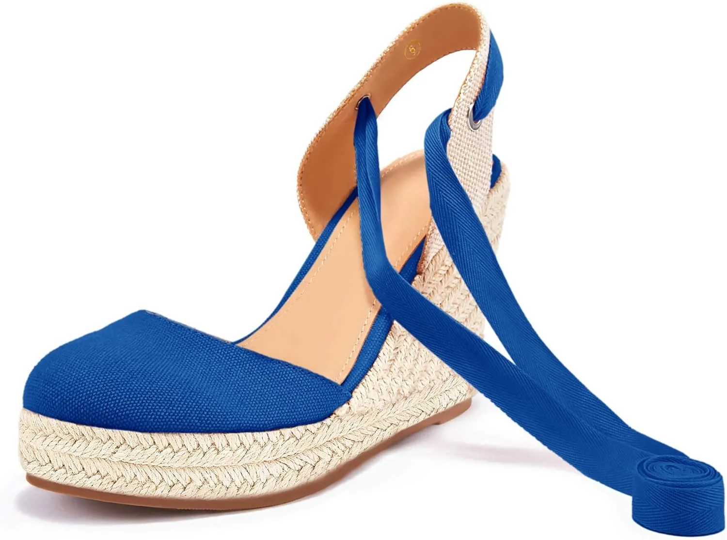 Ermonn Womens Espadrilles Wedge Sandals Platform Closed Toe Ankle Strap Lace Up Summer Shoes