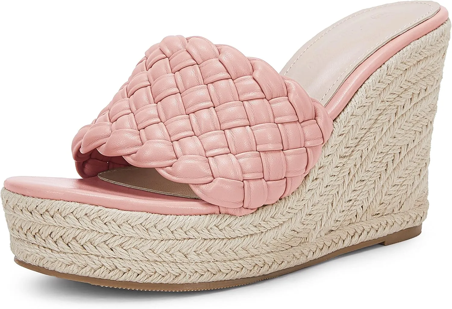 Ermonn Womens Platform Wedge Sandals Espadrilles Braided Open Toe Slip On Summer Mule High Heels