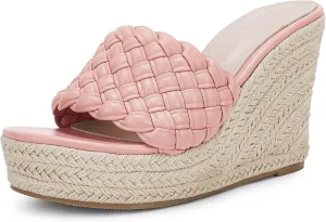 Ermonn Womens Platform Wedge Sandals Espadrilles Braided Open Toe Slip On Summer Mule High Heels