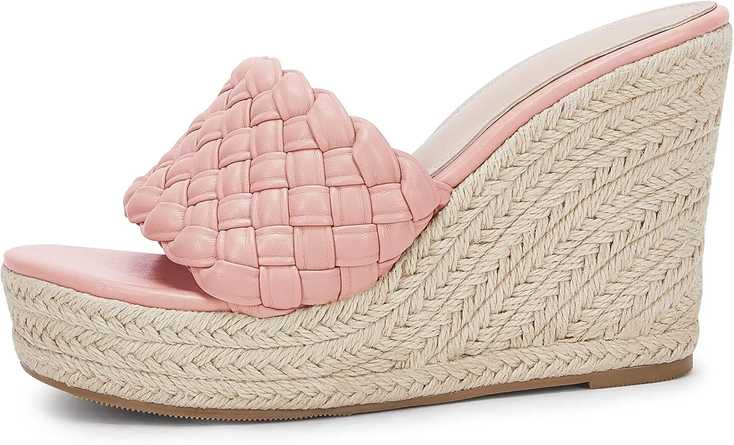 Ermonn Womens Platform Wedge Sandals Espadrilles Braided Open Toe Slip On Summer Mule High Heels