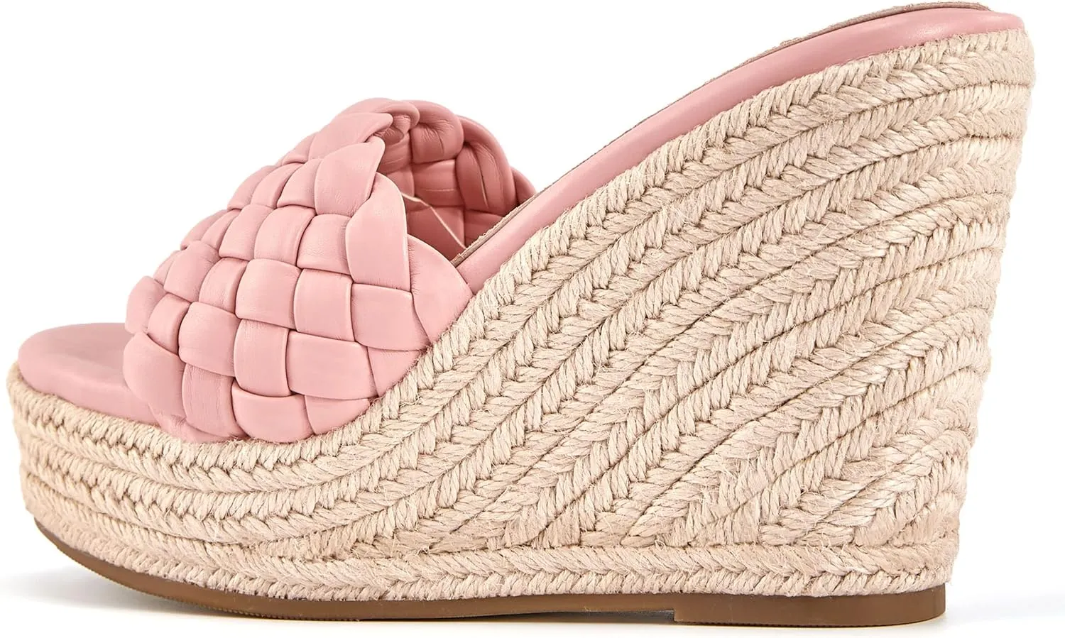 Ermonn Womens Platform Wedge Sandals Espadrilles Braided Open Toe Slip On Summer Mule High Heels