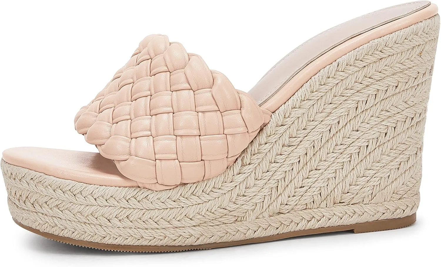 Ermonn Womens Platform Wedge Sandals Espadrilles Braided Open Toe Slip On Summer Mule High Heels