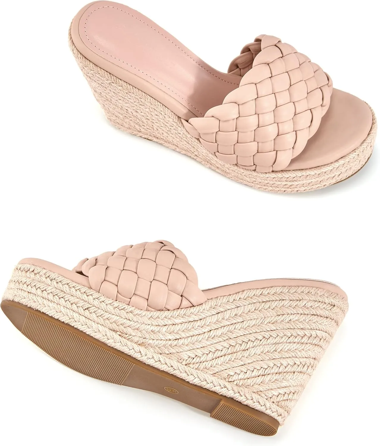 Ermonn Womens Platform Wedge Sandals Espadrilles Braided Open Toe Slip On Summer Mule High Heels