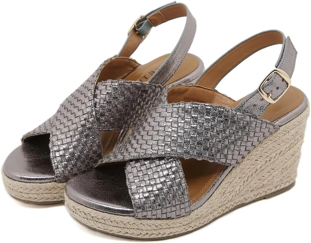 Espadrille Wedge Sandals for Women Open Toe Slingback Platform High Heels Summer Beach Dressy Sandal