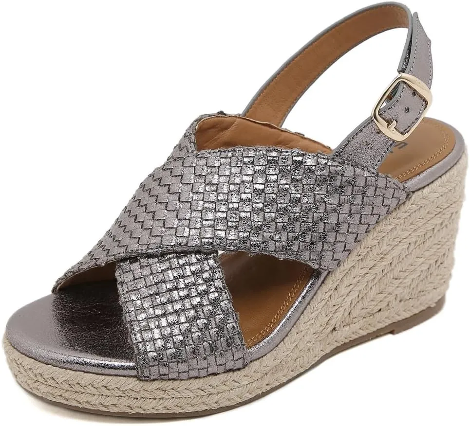 Espadrille Wedge Sandals for Women Open Toe Slingback Platform High Heels Summer Beach Dressy Sandal